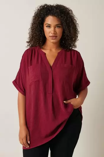 EVANS Curve Burgundy Red Overhead Utility Shirt offers at £10 in Evans