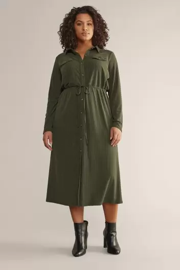 EVANS Curve Khaki Green Ribbed Utility Dress offers at £10 in Evans