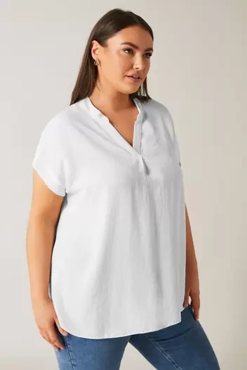 EVANS Curve Ivory White Utility Blouse offers at £10 in Evans