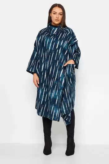 Evans Navy Blue Stripe Cape Jacket offers at £20 in Evans