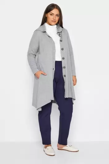 Evans Grey Button Through Longline Cardigan offers at £15 in Evans