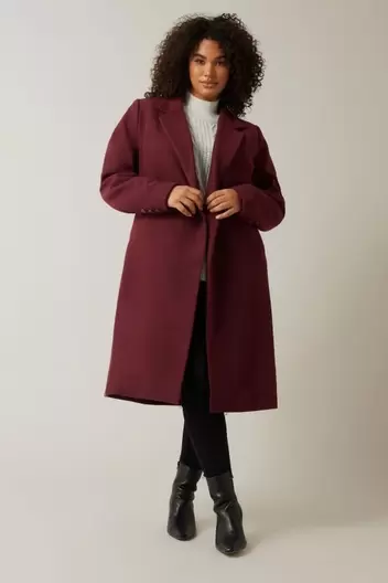 Evans Burgundy Red Midi Formal Coat offers at £45 in Evans