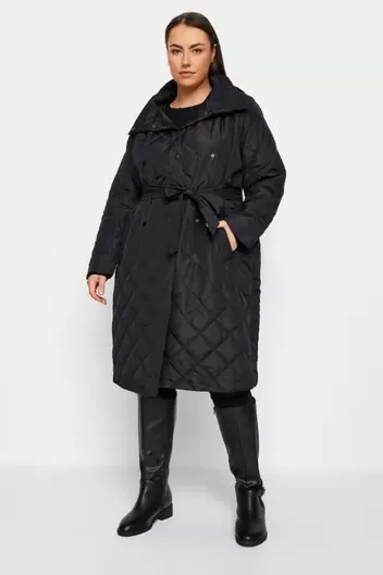 Evans Black Quilted Lightweight Longline Jacket offers at £45 in Evans