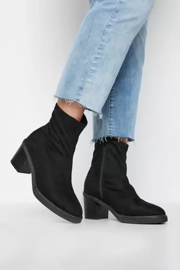 Evans Black Faux Suede Heeled Ankle Boots offers at £25 in Evans