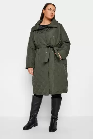 Evans Green Quilted Lightweight Longline Jacket offers at £45 in Evans