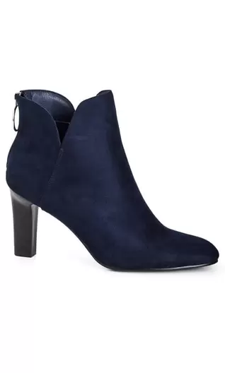 Evans Navy WIDE FIT Suede Effect Heeled Ankle Boot offers at £25 in Evans