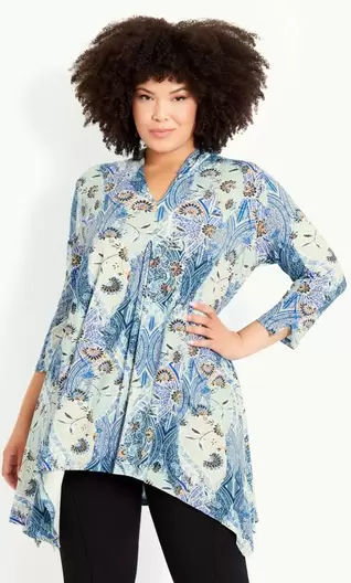 Evans Blue Maria Print Tunic offers at £5 in Evans