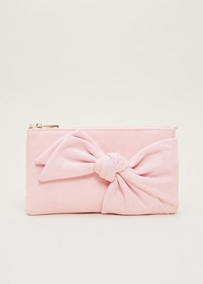 Pink Suede Bow Clutch Bag offers at £49 in Phase Eight