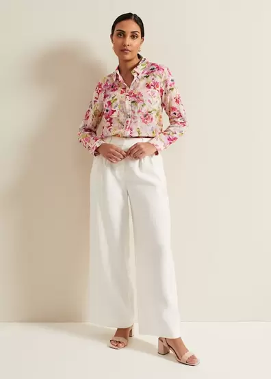 Petite Tyla White Wide Leg Trousers offers at £59 in Phase Eight