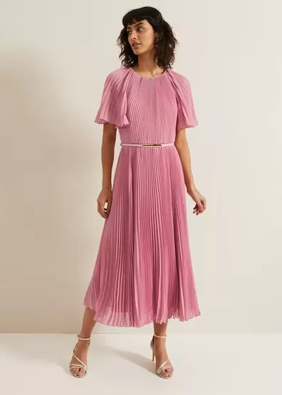 Kathleen Pleated Plain Midi Dres offers at £69 in Phase Eight