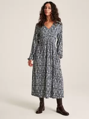 Joules Nia Printed Long Sleeve Midaxi Dress With Pockets offers at £30 in Joules