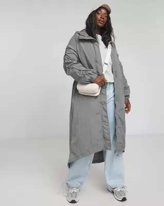 Dark Grey Dipped Hem Rain Mac offers at £52 in Simply Be