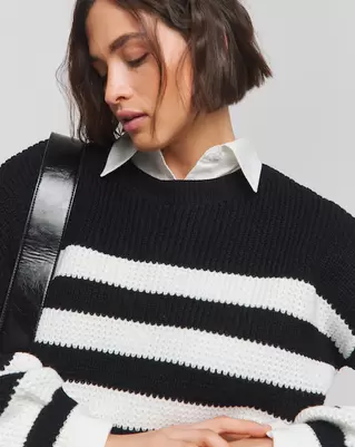 Mono Stripe Waffle Jumper offers at £28 in Simply Be