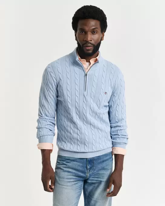 Cotton Cable Knit Half-Zip Sweater offers at £145 in Gant