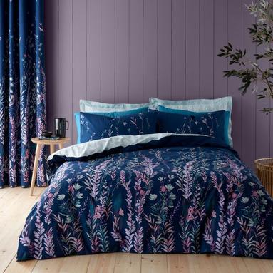 Whimsical Floral Midnight 100% Cotton Duvet Cover and Pillowcase Set offers at £10 in Dunelm