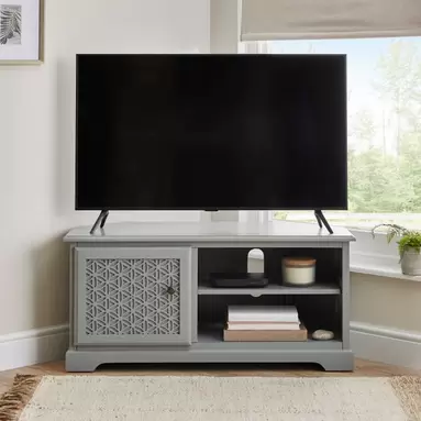 Carys Corner TV Unit, Grey for TVs up to 42" offers at £89.5 in Dunelm