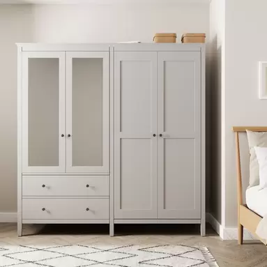 Lynton 4 Door Wardrobe, Grey offers at £405.3 in Dunelm