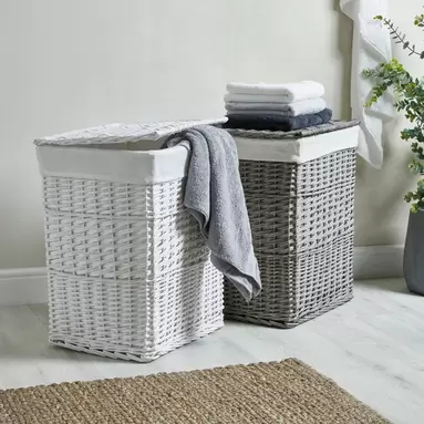 Versailles White Square Laundry Basket offers at £14 in Dunelm