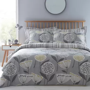 Elements Emmott Reversible Grey Super King Duvet Cover and Pillowcase Set offers at £9.5 in Dunelm