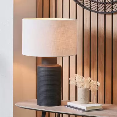 Sierra Tall Ribbed Terracotta and Linen Table Lamp offers at £64.5 in Dunelm