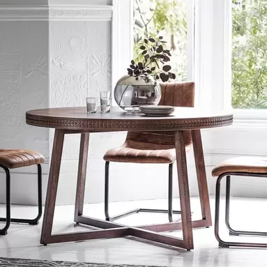 Cantwell 4 Seater Round Dining Table, Mango Wood offers at £377.3 in Dunelm