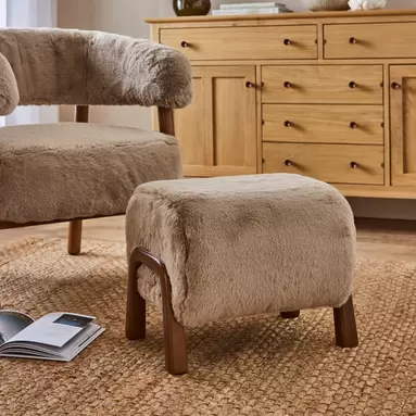 Curved Supersoft Fur Wooden Accent Stool offers at £55.2 in Dunelm