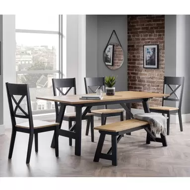 Hockley 6 Seater Rectangular Dining Table, Natural & Black offers at £292 in Dunelm