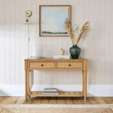 Churchgate Walcote Console Table, Oak offers at £279.3 in Dunelm