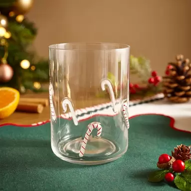 Handpainted Candy Cane Glass Tumbler offers at £0.87 in Dunelm