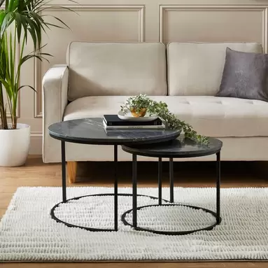 Lia Nest of 2 Coffee Tables, Real Marble offers at £139.3 in Dunelm