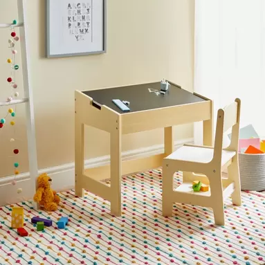 Kids Nico Flip Desk With Chair, Natural offers at £42 in Dunelm