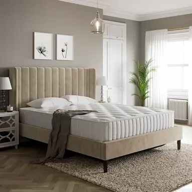 Alara Pleated Ottoman Bed Frame, Velvet offers at £419.3 in Dunelm