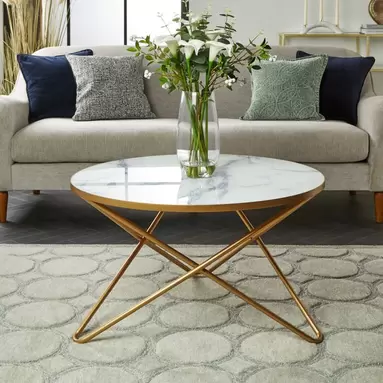 Zoey Effect Coffee Table, White Marble offers at £90.3 in Dunelm