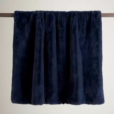 Silky Soft Faux Fur Throw Navy offers at £38.5 in Dunelm