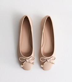 Truffle Pale Pink Faux Pearl Ballerina Pumps offers at £13 in New Look
