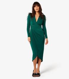 Apricot Dark Green Midi Wrap Dress offers at £25 in New Look