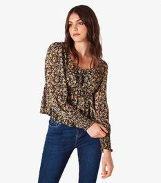 Apricot Black Floral Long Sleeve Peplum Top offers at £15 in New Look