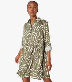 Apricot Green Zebra Print Mini Shirt Dress offers at £25 in New Look