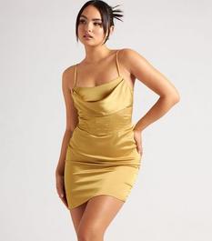 Urban Bliss Olive Satin Corset Mini Dress offers at £13 in New Look