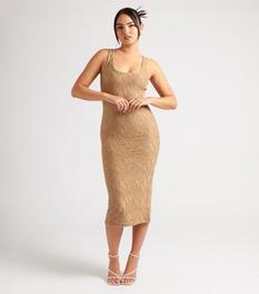 Urban Bliss Tan Textured Bodycon Midi Dress offers at £14 in New Look