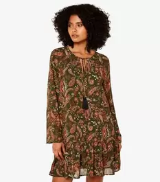 Apricot Green Paisley Print V Neck Mini Dress offers at £20 in New Look