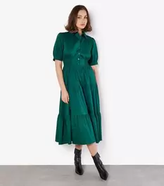 Apricot Dark Green Tiered Midi Smock Dress offers at £29 in New Look