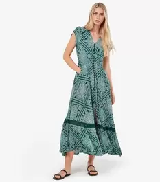 Apricot Green Crochet Abstract Print Button-Up Midi Dress offers at £29 in New Look