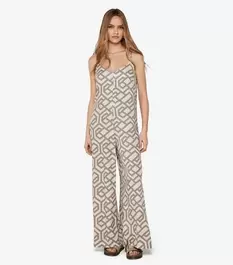 Apricot Stone Geometric Print Strappy Jumpsuit offers at £25 in New Look