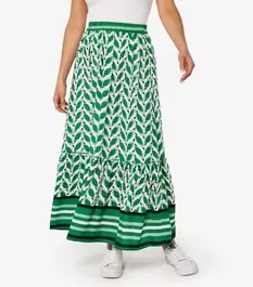 Apricot Green Leaf Geo Print Midi Skirt offers at £19 in New Look