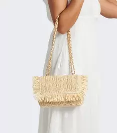 South Beach Beige Woven Fringed Shoulder Bag offers at £18 in New Look