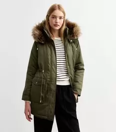 Khaki Faux Fur Trim Shell Parka offers at £22 in New Look