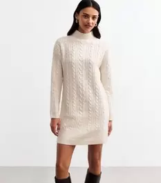 Cream Cable Knit Mini Dress offers at £20 in New Look