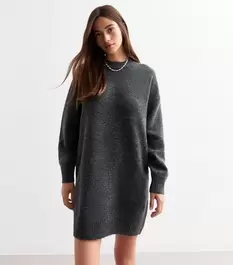 Grey Crew Neck Knitted Mini Dress offers at £18 in New Look