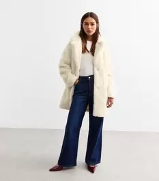 Petite Cream Faux Fur Coat offers at £21 in New Look